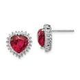 thumbnail image 1 of White Sterling Silver Earring Button Women'S Cubic Zirconia CZ Clear Ruby, Lab Created Red 12 mm, 1 of 3