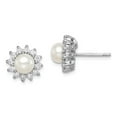 thumbnail image 1 of White Sterling Silver Earring Button Women'S Cubic Zirconia CZ Round Pearl Freshwater 11 mm, 1 of 2