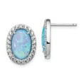 thumbnail image 1 of White Sterling Silver Earring Button Women'S Opal, Lab Created Oval Phenomena Cubic Zirconia CZ Round 16 mm 11.98, 1 of 3