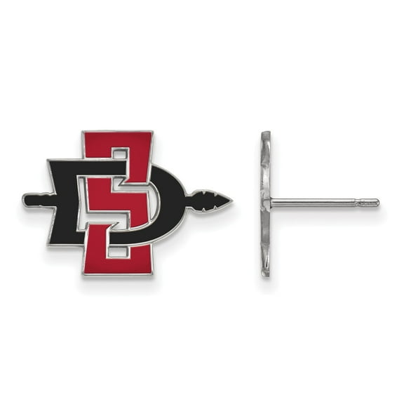 White Sterling Silver Earring California Women'S NCAA San Diego State University 12 mm 18