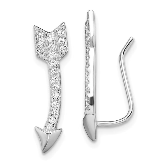 White Sterling Silver Earring Climbers Women'S Cubic Zirconia CZ Clear 5 mm 21