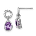 thumbnail image 1 of White Sterling Silver Earring Drop & Dangle Women'S Amethyst Purple 16 mm 7, 1 of 2