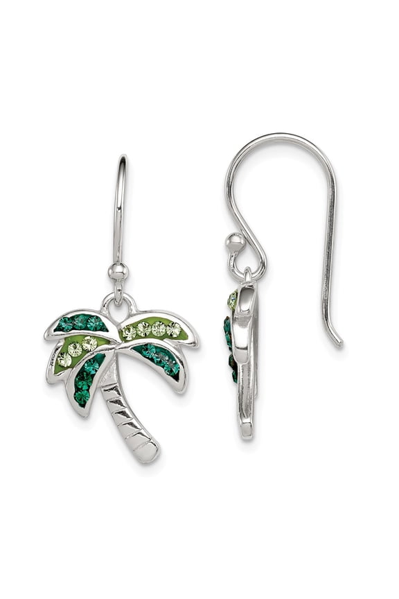 White Sterling Silver Earring Drop & Dangle Women'S Crystal 28 mm 15