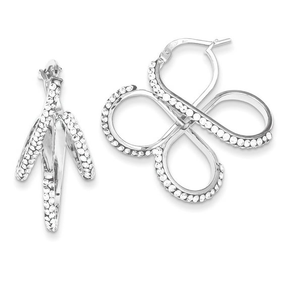 White Sterling Silver Earring Drop & Dangle Women'S Crystal 30 mm 31
