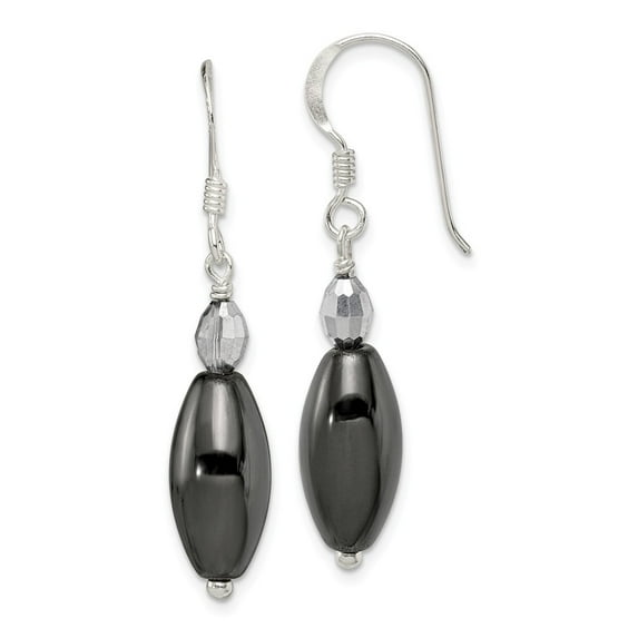 White Sterling Silver Earring Drop & Dangle Women'S Crystal Hematite 42 mm 9