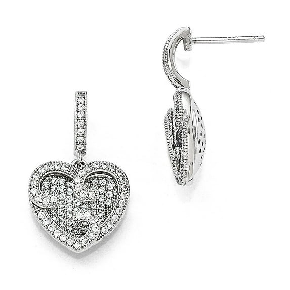 White Sterling Silver Earring Drop & Dangle Women'S Cubic Zirconia CZ Clear 21 mm 15