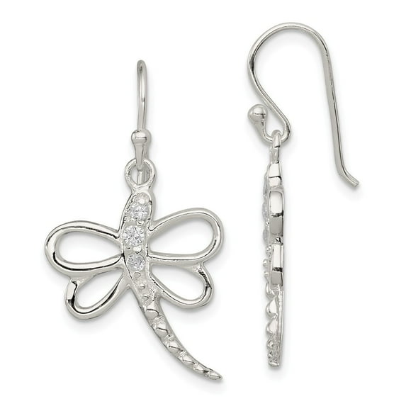 White Sterling Silver Earring Drop & Dangle Women'S Cubic Zirconia CZ Clear 32 mm 17