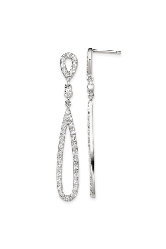 White Sterling Silver Earring Drop & Dangle Women'S Cubic Zirconia CZ Clear 52 mm 8