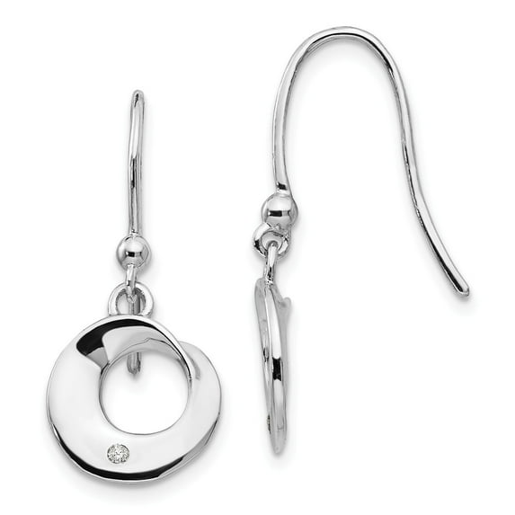 White Sterling Silver Earring Drop & Dangle Women'S Diamond 28 mm 11