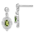 thumbnail image 1 of White Sterling Silver Earring Drop & Dangle Women'S Peridot Oval Green Diamond 16 mm 7, 1 of 2