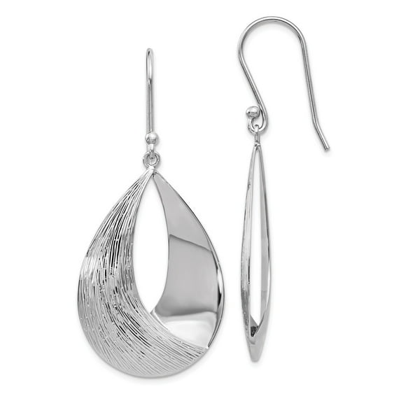 White Sterling Silver Earring Drop & Dangle Women'S Textured 55 mm 24.09