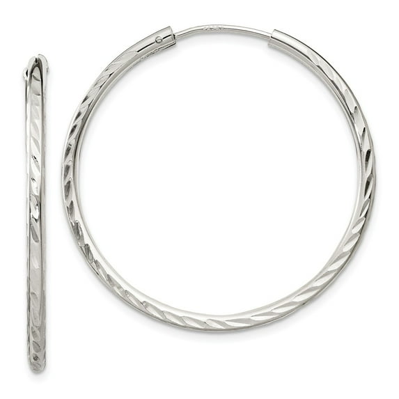 White Sterling Silver Earring Endless Women'S Diamond-Cut 35 mm