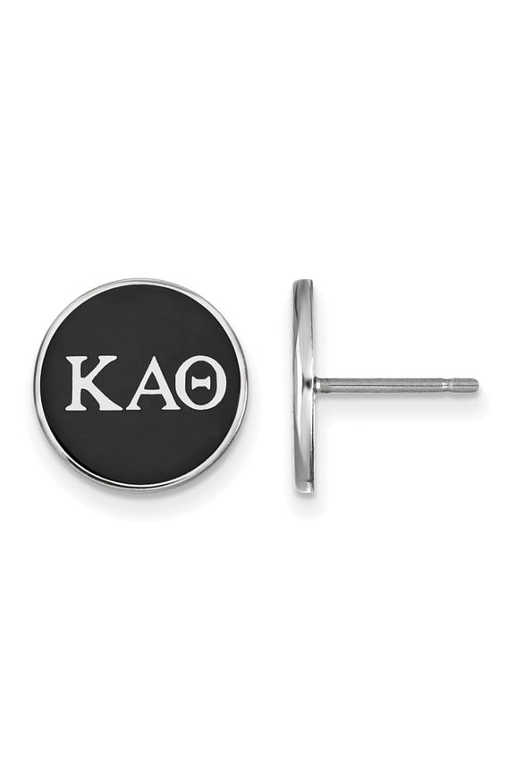 White Sterling Silver Earring Gold Black Women'S Greek Kappa Alpha Theta 12 mm