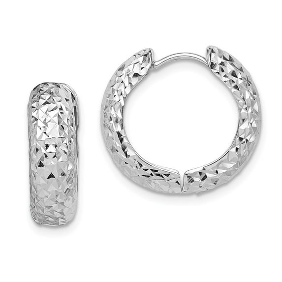 White Sterling Silver Earring Hinged Huggie Women'S 17 mm 19