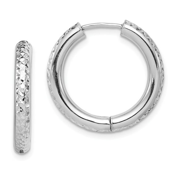 White Sterling Silver Earring Hinged Huggie Women'S 21 mm