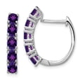 thumbnail image 1 of White Sterling Silver Earring Hinged Huggie Women'S Amethyst Purple 20 mm 18, 1 of 2