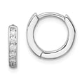 thumbnail image 1 of White Sterling Silver Earring Hinged Huggie Women'S Cubic Zirconia CZ Clear 11 mm 13, 1 of 2