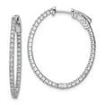 thumbnail image 1 of White Sterling Silver Earring Hinged Huggie Women'S Cubic Zirconia CZ Round 29 mm 23, 1 of 2