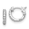 thumbnail image 1 of White Sterling Silver Earring Hinged Huggie Women'S Cubic Zirconia CZ Round Clear 11 mm 12, 1 of 2