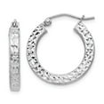 thumbnail image 1 of White Sterling Silver Earring Hoop Women'S 20 mm Rhodium-Plated Diamond-Cut 3X20Mm Square Tube Earrings, 1 of 2