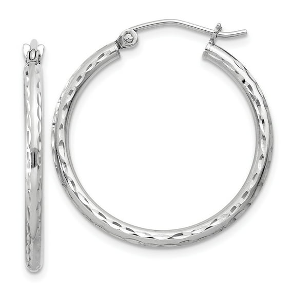 White Sterling Silver Earring Hoop Women'S 27 mm 25