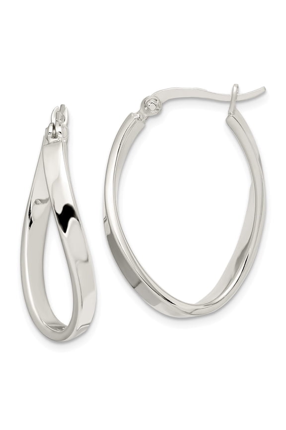 White Sterling Silver Earring Hoop Women'S 28 mm 21