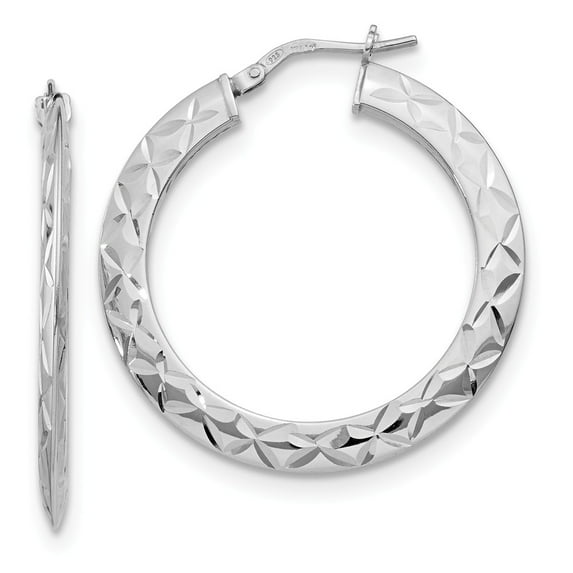 White Sterling Silver Earring Hoop Women'S 34 mm 33