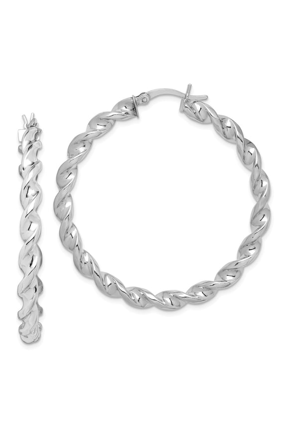 White Sterling Silver Earring Hoop Women'S 39 mm 4