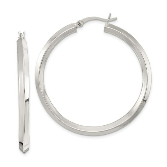 White Sterling Silver Earring Hoop Women'S 41 mm 40Mm Knife Edge Earrings