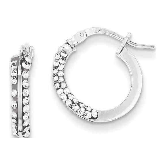 White Sterling Silver Earring Hoop Women'S Crystal 16 mm 15