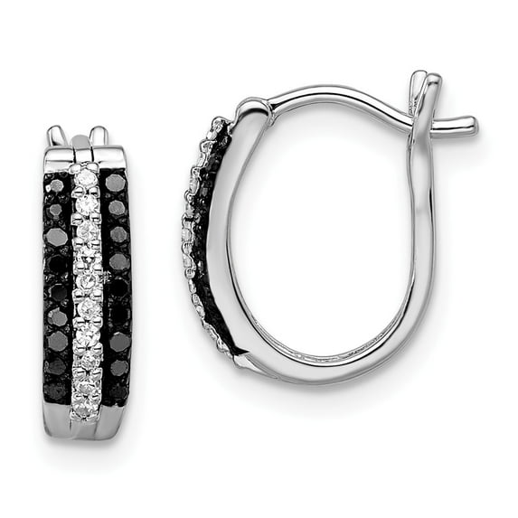 White Sterling Silver Earring Hoop Women'S Diamond 13 mm 4