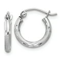 thumbnail image 1 of White Sterling Silver Earring Hoop Women'S Diamond-Cut 14 mm 12, 1 of 3