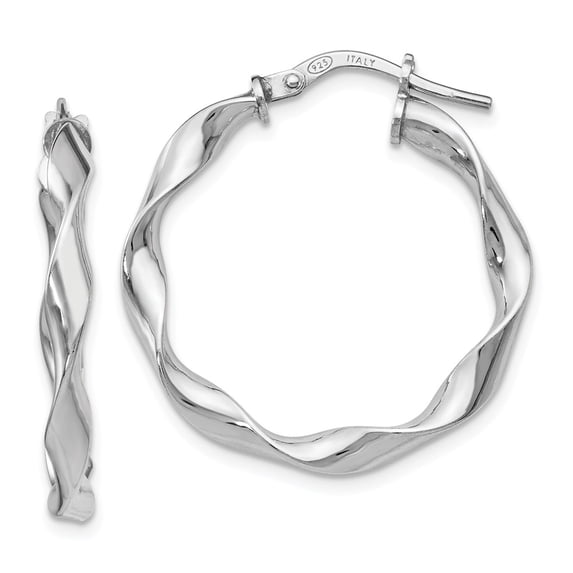 White Sterling Silver Earring Hoop Women'S Twisted 26.5 mm 24.66