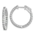 thumbnail image 1 of White Sterling Silver Earring In & Out Hoop Women'S Cubic Zirconia CZ Round Clear 20 mm, 1 of 2
