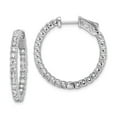 thumbnail image 1 of White Sterling Silver Earring In & Out Hoop Women'S Cubic Zirconia CZ Round Clear 25 mm, 1 of 2