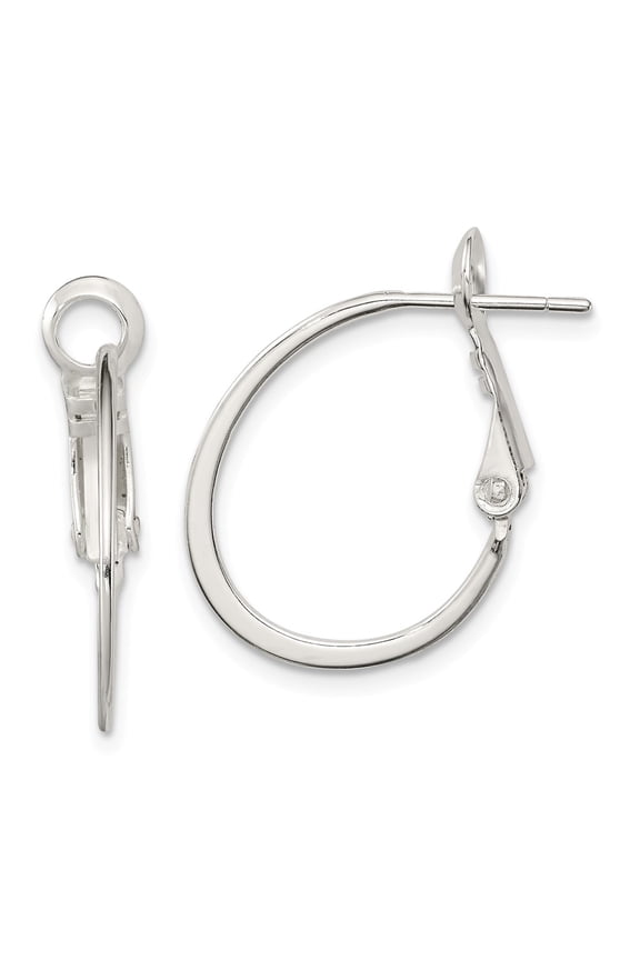 White Sterling Silver Earring J-Hoop Women'S 22 mm 21