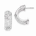 thumbnail image 1 of White Sterling Silver Earring J-Hoop Women'S Cubic Zirconia CZ Clear Crystal 24 mm 9, 1 of 2