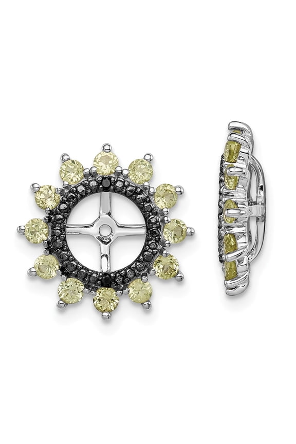 White Sterling Silver Earring Jackets & Enhancers (08) August Women'S Peridot Round Green Sapphire Blue 14 mm