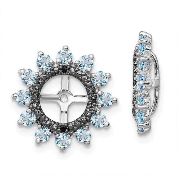 White Sterling Silver Earring Jackets & Enhancers (12) December Women'S Swiss Blue Topaz Round Sapphire 14 mm