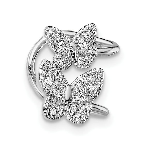 White Sterling Silver Earring Non Pierced Women'S Cubic Zirconia CZ Clear 15 mm 11