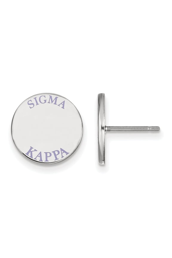 White Sterling Silver Earring Purple Maroon Women'S Greek Sigma Kappa 12 mm