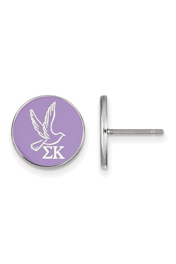 White Sterling Silver Earring Purple Maroon Women'S Greek Sigma Kappa 12 mm