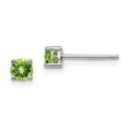 thumbnail image 1 of White Sterling Silver Earring Stud (08) August Women'S Peridot Round Green 4 mm, 1 of 2