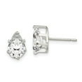 thumbnail image 1 of White Sterling Silver Earring Stud Women'S Cubic Zirconia CZ Pear Clear 9 mm 6, 1 of 2