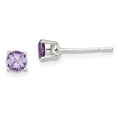 thumbnail image 1 of White Sterling Silver Earring Stud Women'S Cubic Zirconia CZ Purple 4 mm, 1 of 2
