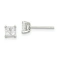 thumbnail image 1 of White Sterling Silver Earring Stud Women'S Cubic Zirconia CZ Square Clear 4 mm, 1 of 3