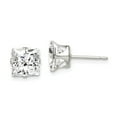 thumbnail image 1 of White Sterling Silver Earring Stud Women'S Cubic Zirconia CZ Square Clear 7 mm, 1 of 2