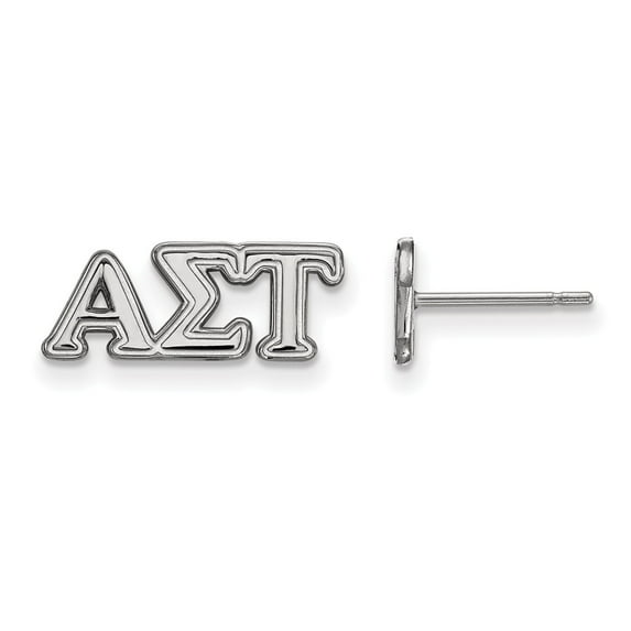 White Sterling Silver Earring Women'S Greek Alpha Sigma Tau 6 mm 16