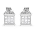 thumbnail image 1 of White Sterling Silver Princess Cut Diamond Square Stud Earrings, 0.3 CTTW - H-I Color - I1-I2 Clarity, 1 of 1
