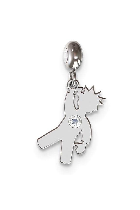 White Sterling Silver Rhodium-Plated Memi Boy Charm